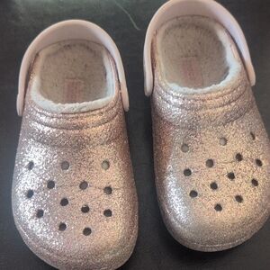 CROCS Kids Glitter Lined Clog - Rose Gold